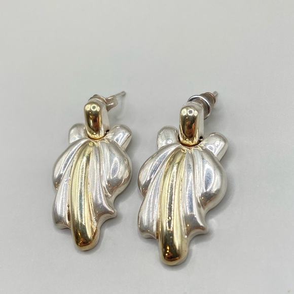 Vintage Silver and Gold Tone Accent Earrings - Picture 2 of 5